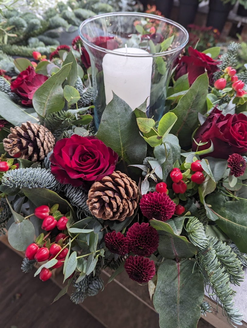 Christmas Table Arrangement in Vase