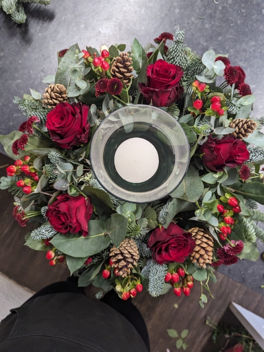 Christmas Table Arrangement in Vase